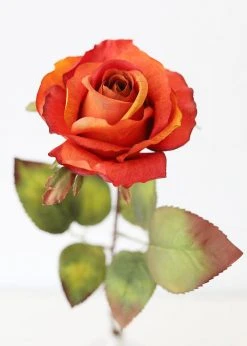 Afloral Artificial Flowers Fake Rose In Burnt Orange - 21"