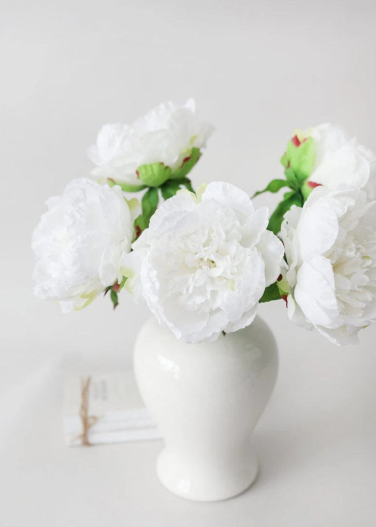 Afloral Natural Touch Peony In Cream White - 30"