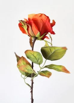 Afloral Artificial Flowers Fake Rose In Burnt Orange - 21