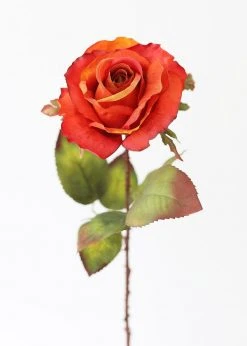 Afloral Artificial Flowers Fake Rose In Burnt Orange - 21"