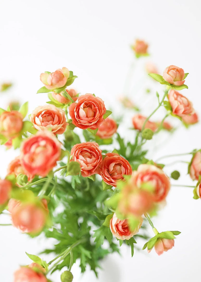 Afloral Silk Mini Ranunculus In Coral - 22" Artificial Flowers