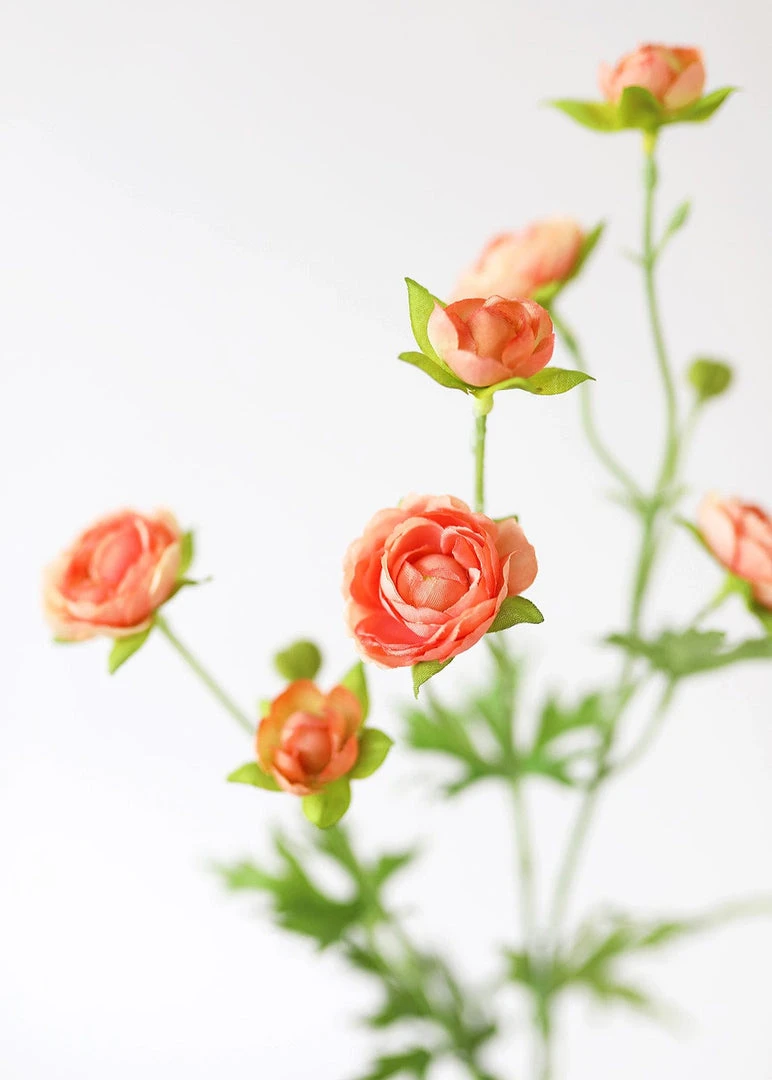 Afloral Silk Mini Ranunculus In Coral - 22" Artificial Flowers