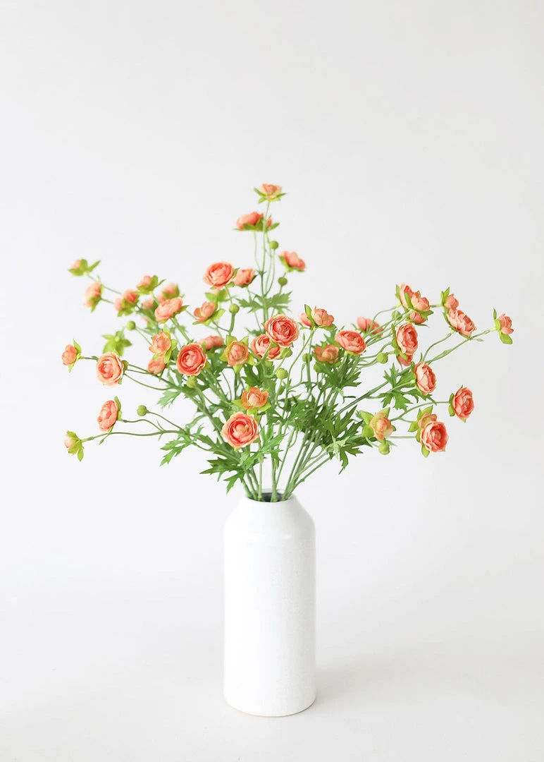 Afloral Silk Mini Ranunculus In Coral - 22" Artificial Flowers