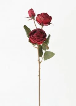 Afloral Burgundy Faux Dried Roses - 21"