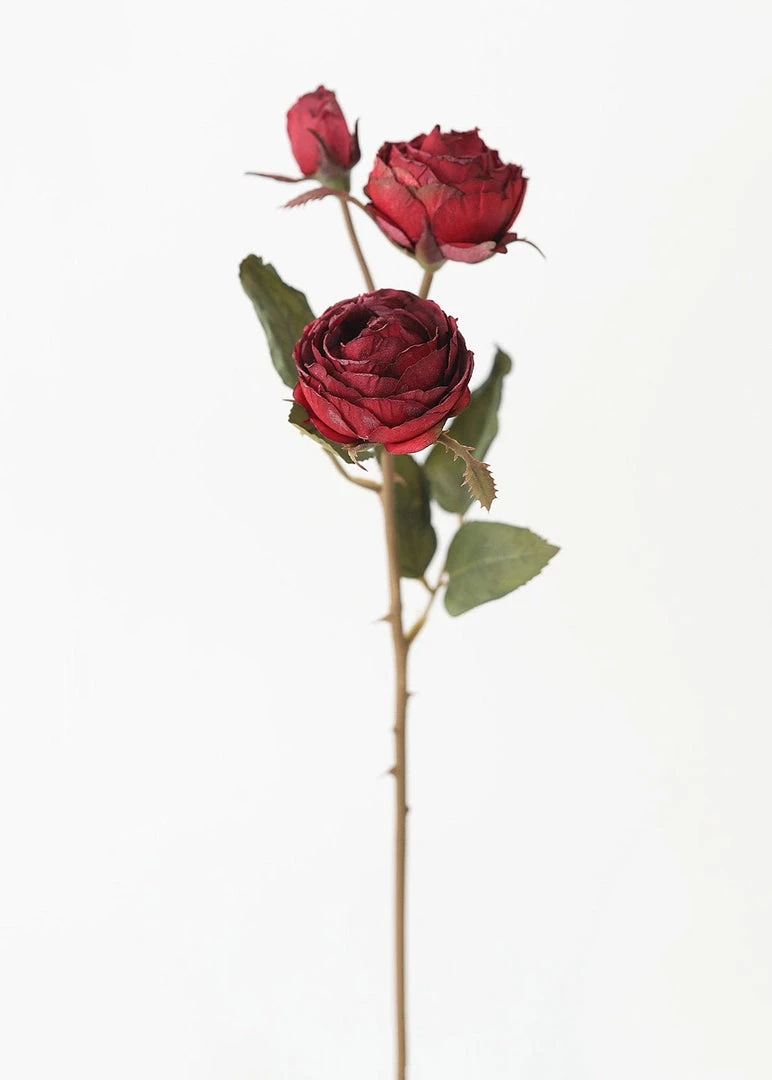Afloral Burgundy Faux Dried Roses - 21"