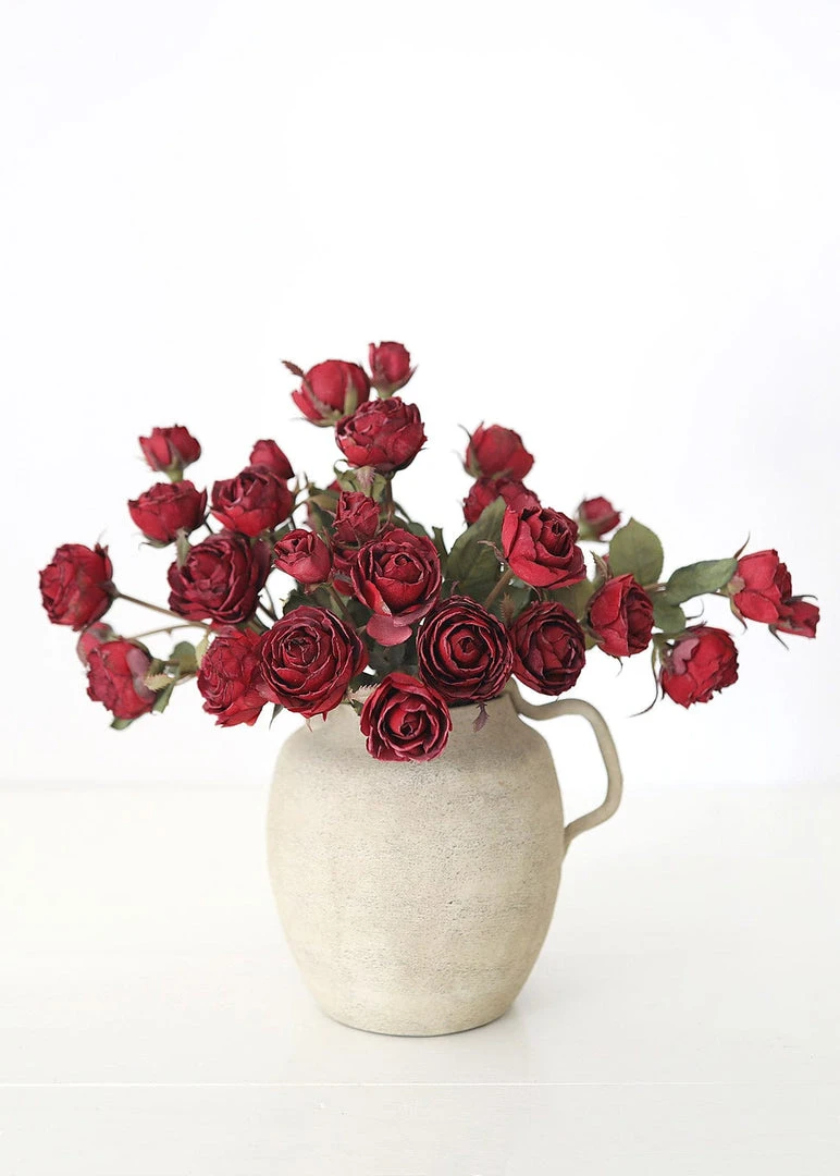 Afloral Burgundy Faux Dried Roses - 21"
