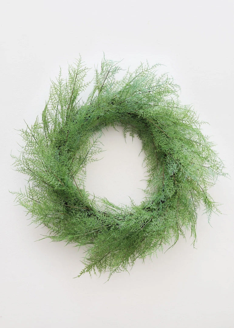 Afloral Outdoor Plastic Asparagus Fern Wreath - 26" Artificial Plants