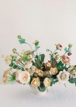 Afloral Beige Faux Dried Roses With Bud - 21