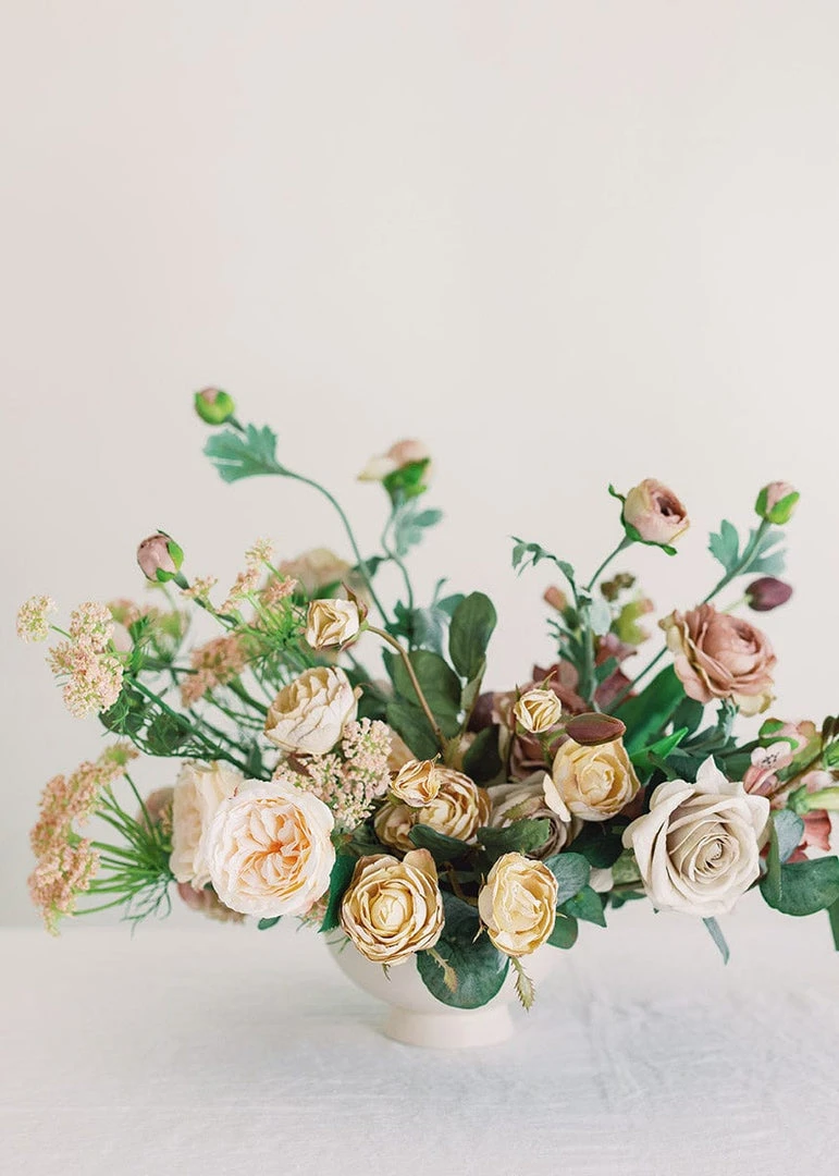 Afloral Beige Faux Dried Roses With Bud - 21"