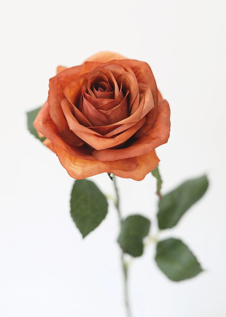 Afloral Fake Rose In Terracotta - 21.5"