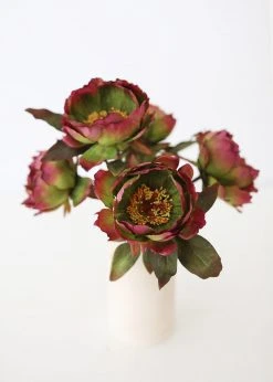 Afloral Fake Peony Flower In Purple Green - 22