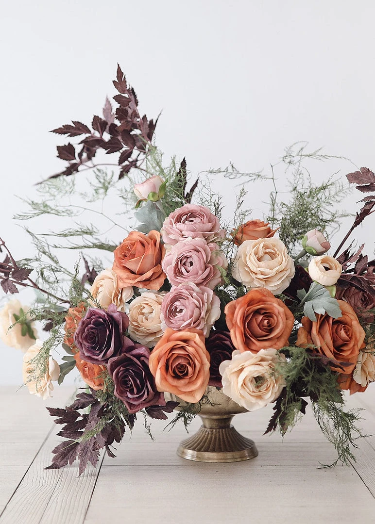 Afloral Fake Rose In Terracotta - 21.5"