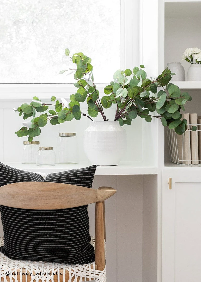 Afloral Artificial Plants Real Touch Silver Dollar Eucalyptus - 30"