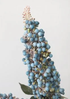 Afloral Artificial Flowers Faux Blue Berry Cluster Branch - 37