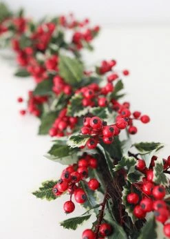 Afloral Outdoor Waterproof Holly Berry Christmas Garland - 4' Artificial Plants