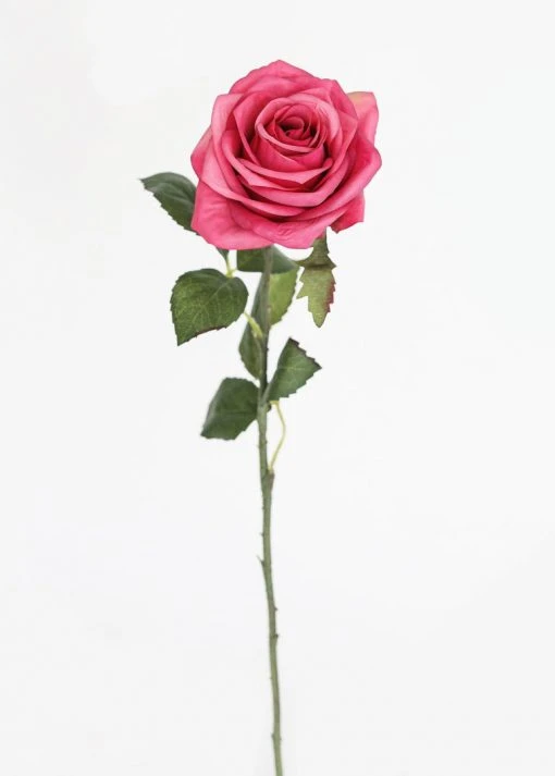 Afloral Artificial Flowers Rose Fake Flowers In Deep Pink - 21.5"