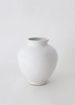 Afloral Vases Glossy White Round Ceramic Vase - 7.75