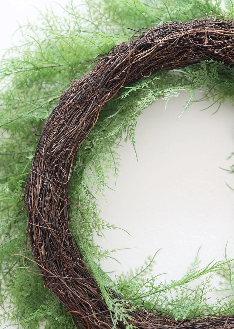 Afloral Outdoor Plastic Asparagus Fern Wreath - 26" Artificial Plants