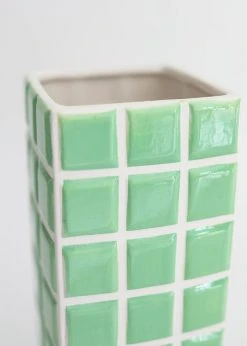 Afloral Mint Green Dolomite Ceramic Tile Vase - 11