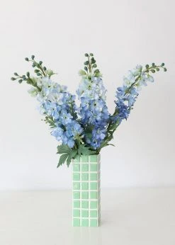 Afloral Mint Green Dolomite Ceramic Tile Vase - 11" Vases