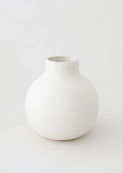 Afloral Creamy White Round Ceramic Vase - 8" Vases