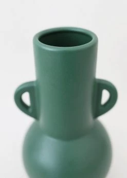 Afloral Dark Green Ceramic Floral Vase - 10.75" Vases