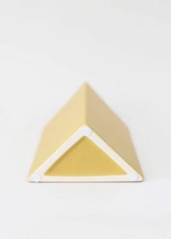 Afloral Ceramic Geometric Triangle Vase In Honey Yellow- 8.5