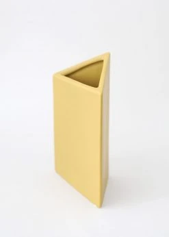 Afloral Ceramic Geometric Triangle Vase In Honey Yellow- 8.5