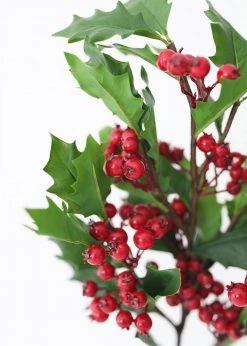 Afloral Fake Holiday Greens Holly Branch - 32" Artificial Plants