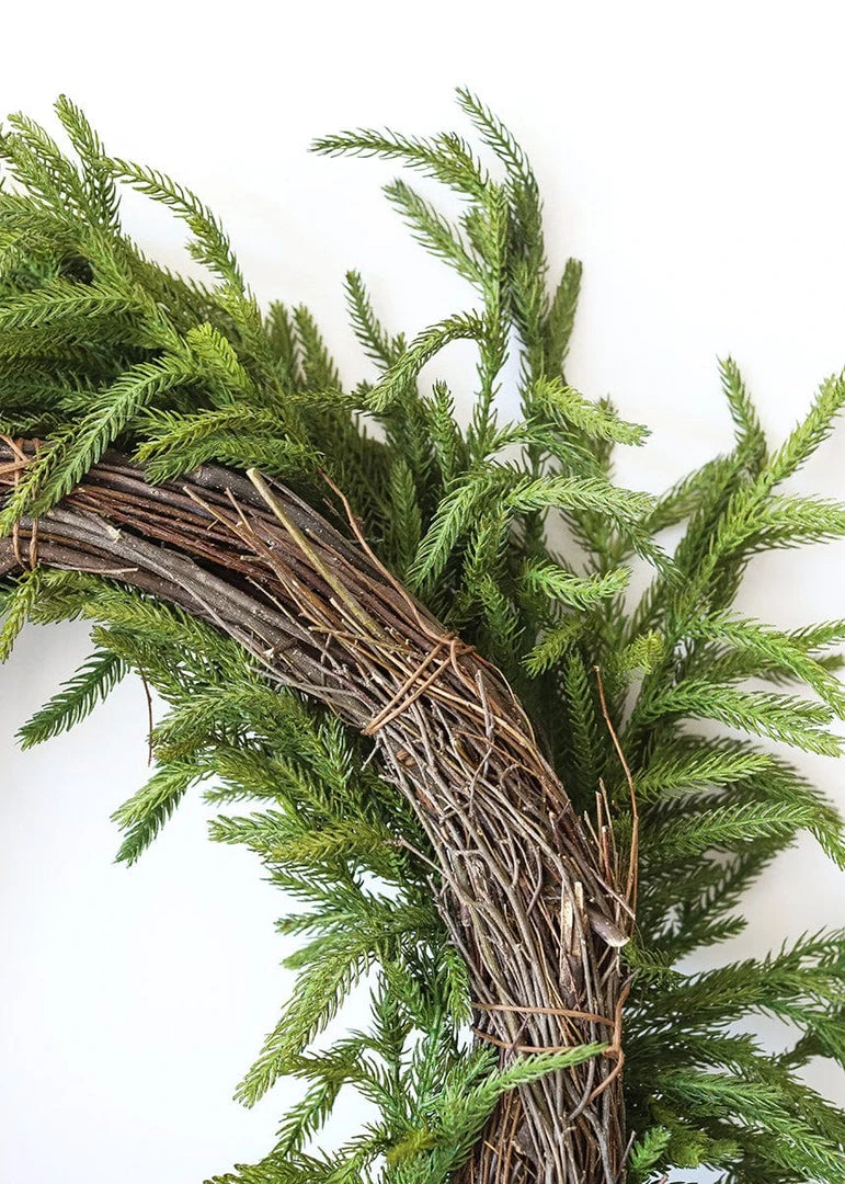 Afloral Real Touch Norfolk Pine Wreath - 24" Artificial Plants