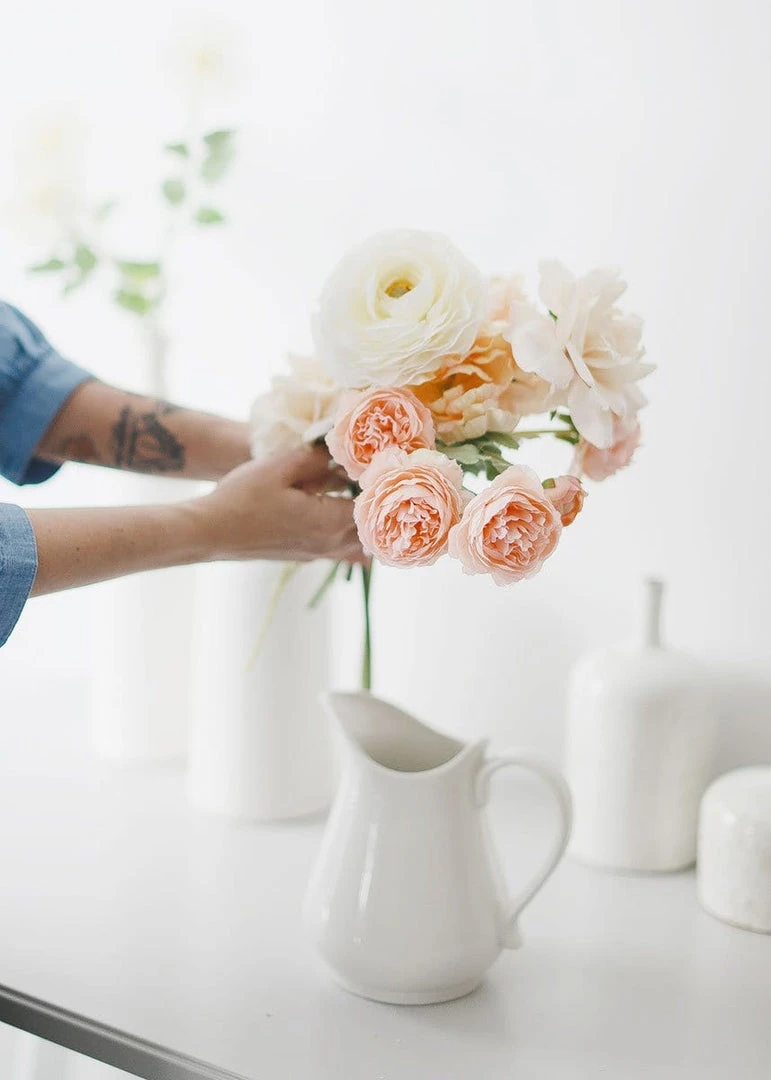 Afloral Artificial Flowers Ranunculus Fake Flowers In Pink - 19"
