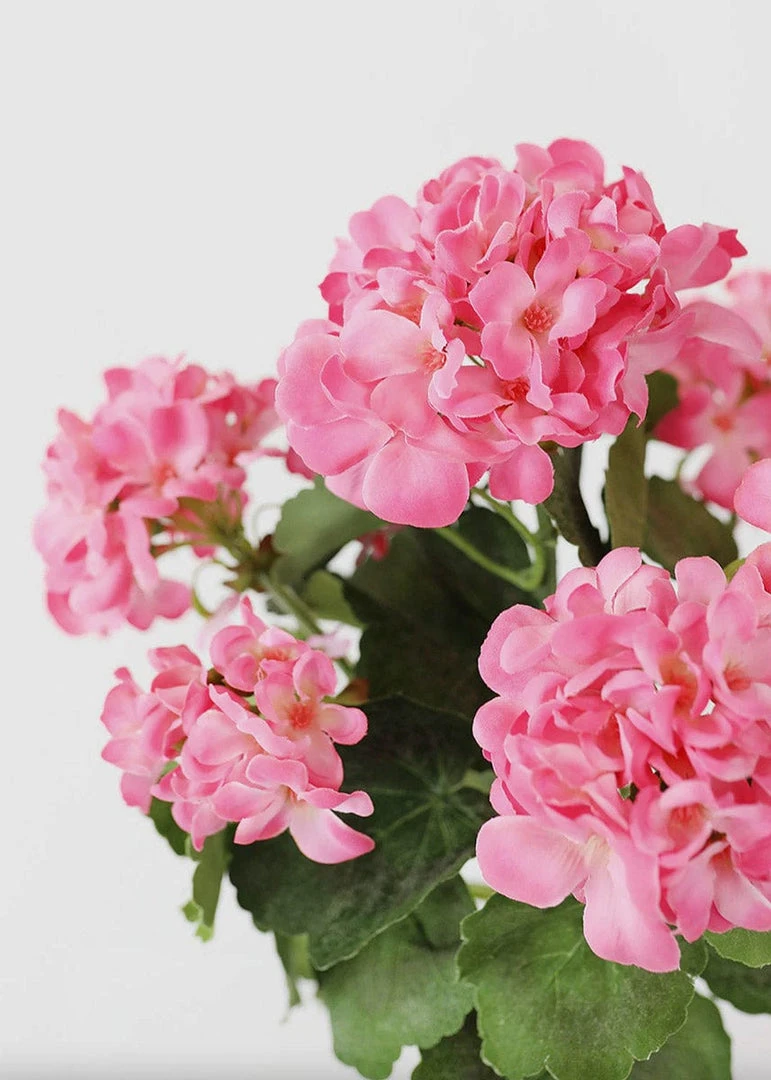 Afloral Pink UV Protected Indoor/Outdoor Geranium Bush - 18" Artificial Flowers