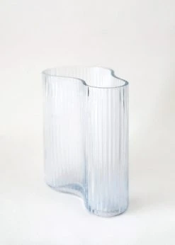 Afloral Ridged Glass Asymmetrical Vase - 8