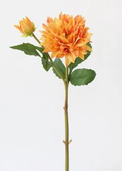 Afloral Artificial Flowers Real Touch Dahlia In Fall Orange - 26"
