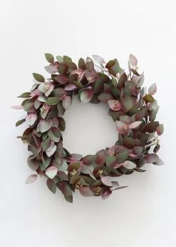 Afloral Burgundy Real Touch Eucalyptus Wreath - 22