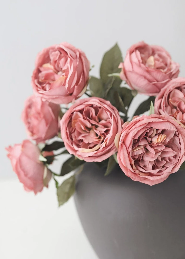 Afloral Artificial Flowers Silk English Cabbage Rose In Mauve - 25"