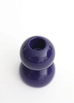 Afloral Navy Ceramic Geometric Candle Holder - 3.25