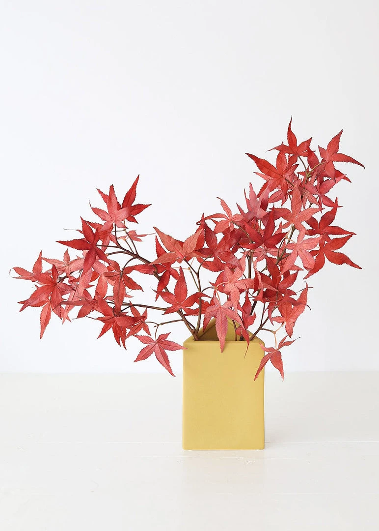 Afloral Ceramic Geometric Triangle Vase In Honey Yellow- 8.5" Vases