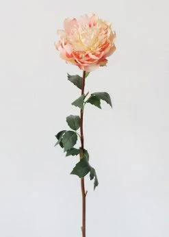 Afloral Artificial Peony Flower In Yellow Pink - 30.5