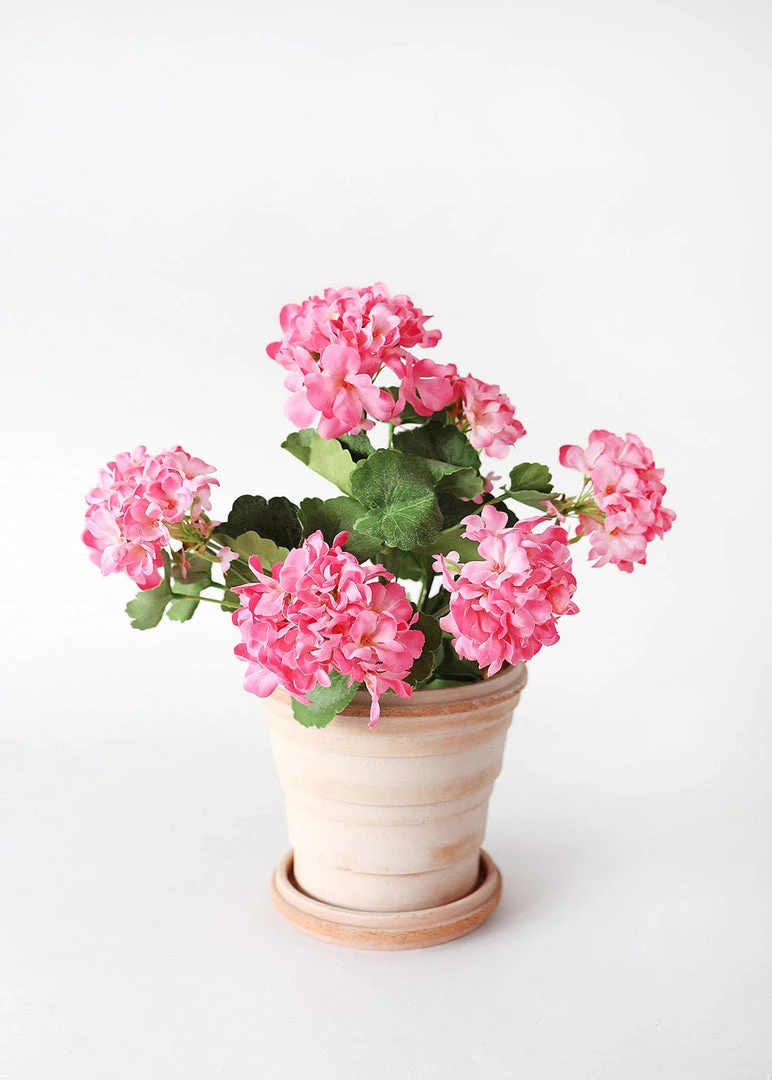 Afloral Pink UV Protected Indoor/Outdoor Geranium Bush - 18" Artificial Flowers