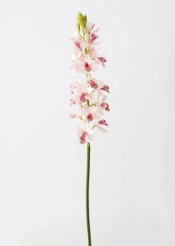 Afloral Artificial Flowers Pink Mauve Fake Cymbidium Orchid - 31"