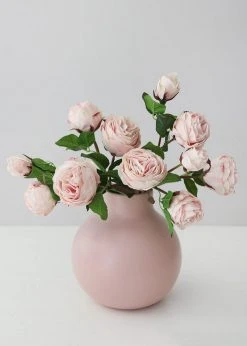 Afloral Natural Touch Faux Ruffle Rose Spray In Blush Pink - 21" Artificial Flowers