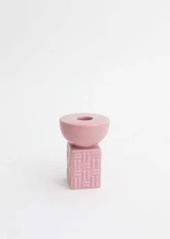 Afloral Textured Pink Geometric Candle Holder - 3.5