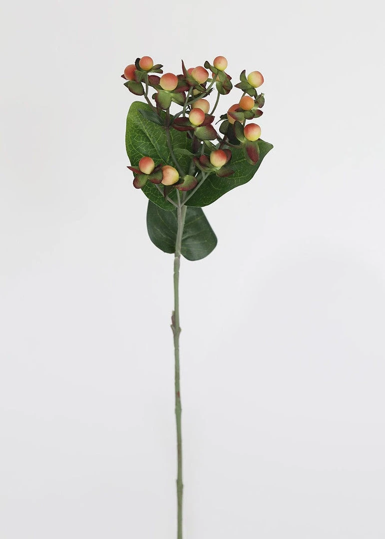 Afloral Artificial Flowers Red Pink Artificial Hypericum Berries - 22.5"