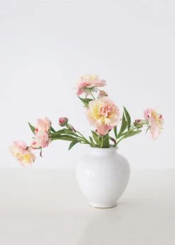 Afloral Vases Glossy White Round Ceramic Vase - 7.75