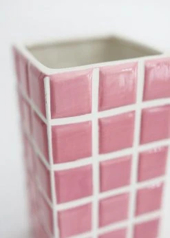 Afloral Pink Dolomite Ceramic Tile Vase - 8.