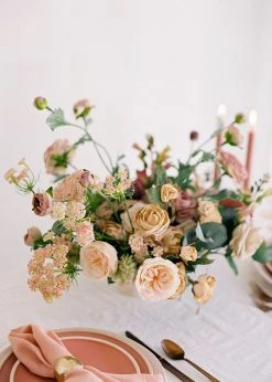 Afloral Artificial Flowers Peach Artificial English Cabbage Rose - 20.5