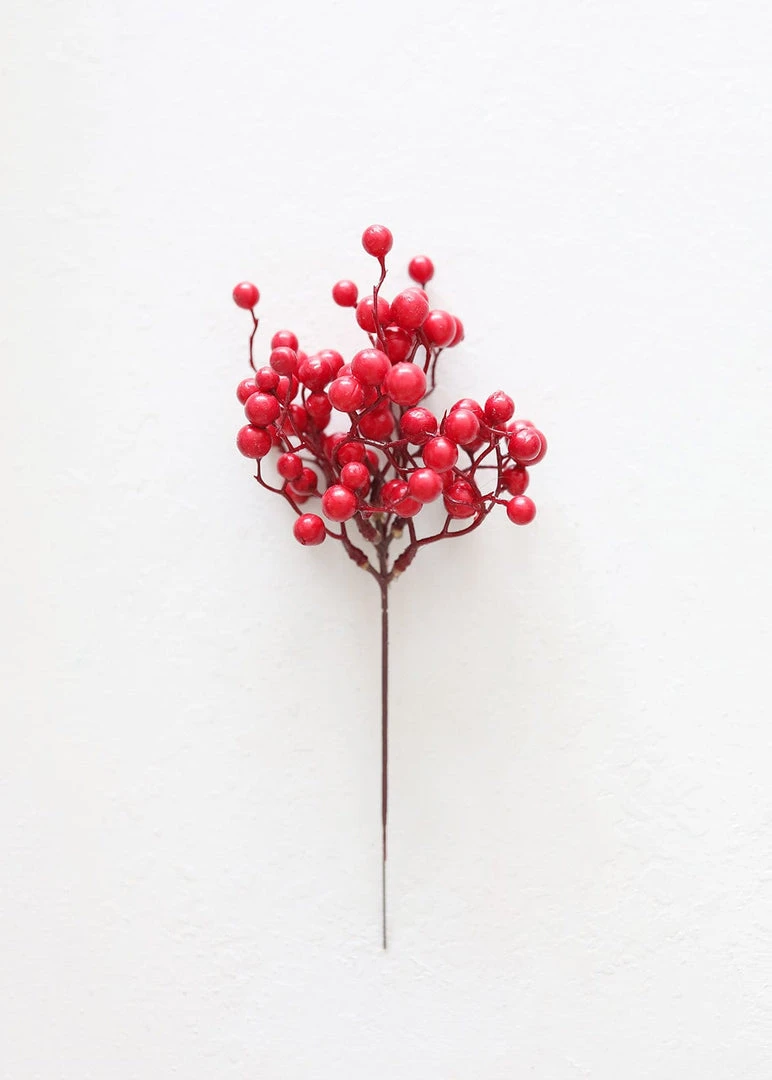 Afloral Christmas Red Artificial Berries Pick - 9" Artificial Plants
