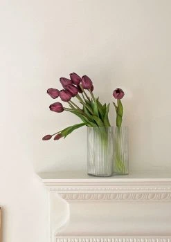 Afloral Ridged Glass Asymmetrical Vase - 8" Vases