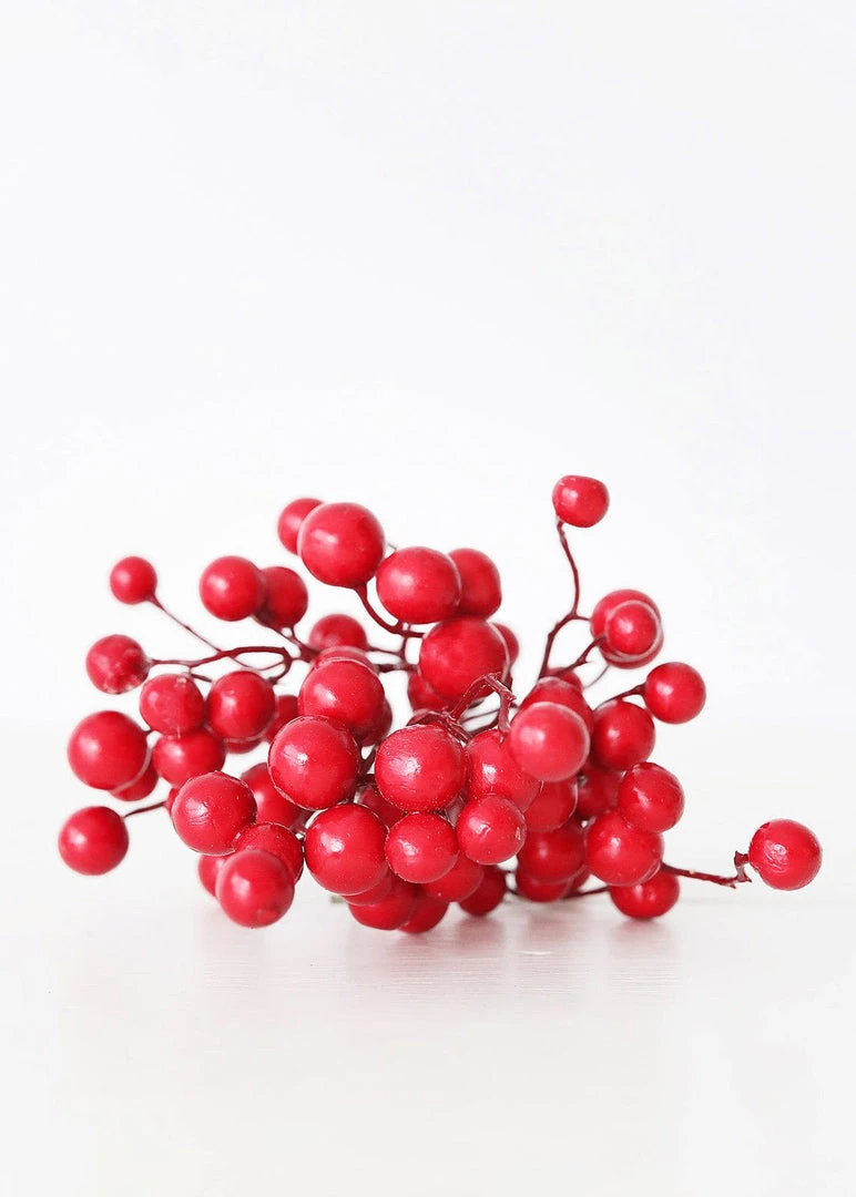 Afloral Christmas Red Artificial Berries Pick - 9" Artificial Plants